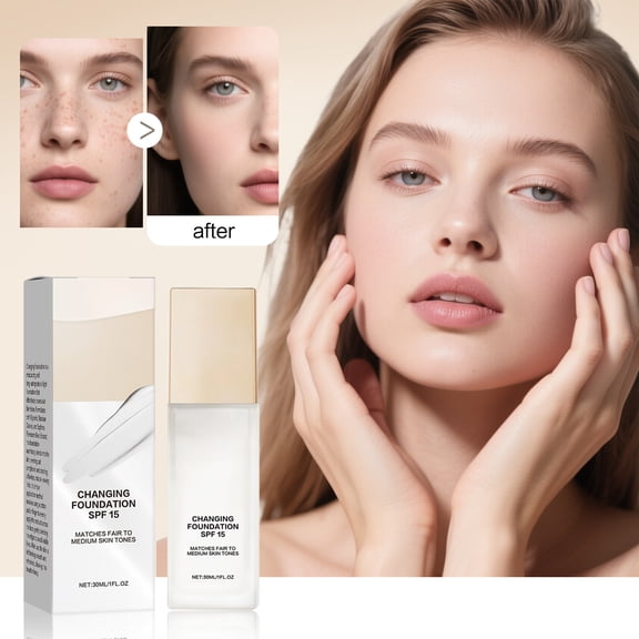 Color Changing Foundation for Mature Skin, Hydrating and Lightweight Liquid Foundations, Tone Suitable for All Skin Types (1pc)