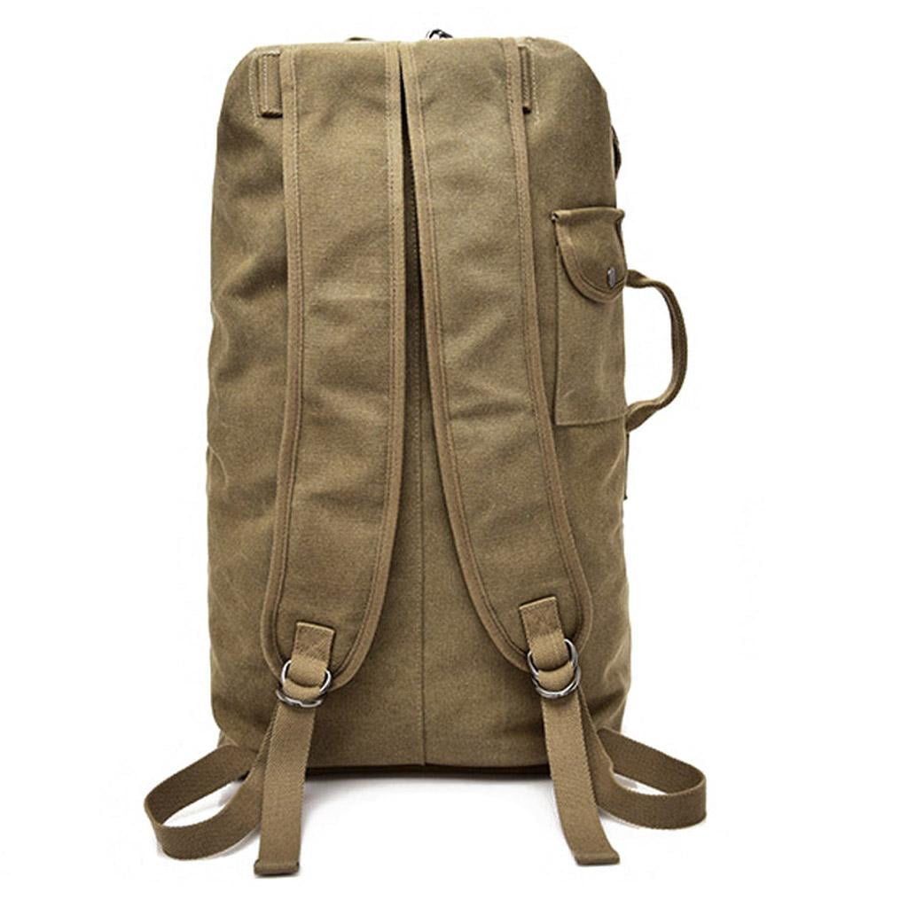 Unisex Barrel Canvas Backpack Travel Rucksack Shoulder Hiking Camping Bag 