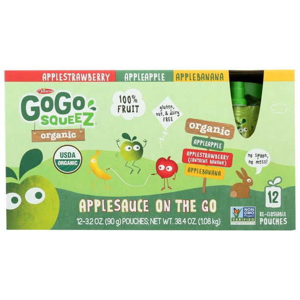 Gogo Squeez Gogo Applesauce Organic Variety, 12/3.2Oz - Walmart.com - Walmart.com