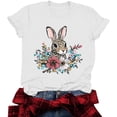 thumbnail image 5 of Mifsaly Short Sleeve T-Shirts Women Leopard Print Easter Bunny Floral Graphic Cotton tops Soft Breathable Relaxed Fit Casual Summer Tees S, 5 of 6