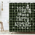 thumbnail image 3 of Christmas Olive Branch Dark Green Buffalo Plaid Shower Curtain, Winter May Your Days Be Merry and Bright Bathroom Shower Curtain Sets Decoration 71 x 71 Inch with Hooks, 3 of 6