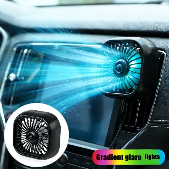 MUSICOZY 2 Pcs Car Cooling Fan,Portable USB Cooler Clip Fan for Car Air Outlet,Powerful 3 Speed with Color Changing Light,Quiet 360 Degree Rotatable, Air Circulation Fan for Vehicle,Van,Truck,SUV,RV