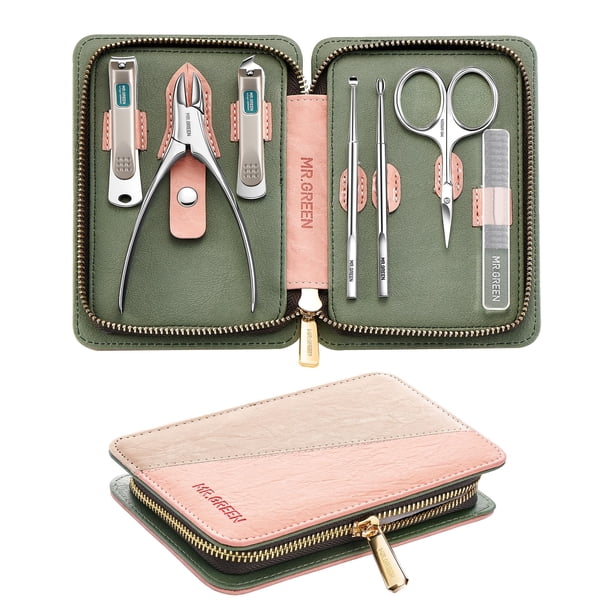 Set de manicura MR.GREEN de acero inoxidable de 7 piezas con funda de viaje