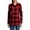 Engine Red, variant on Womens Plaid Flannel Tunic with Roll Up Sleeves Open Collar