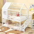 thumbnail image 4 of Costway Twin House Bunk Bed with Stairs Roof Rails & Window Full-length Guardrails, 4 of 10