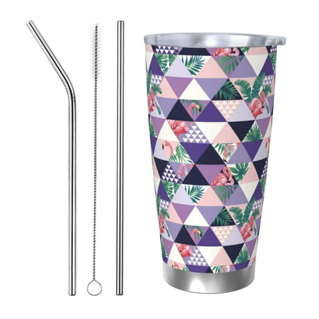 

Matuu Plaid Flamingo for 20oz Durable Thermal Cups Keep Drinks Cold and Hot Insulated Car Mug with Lid-Straw Three-piece Set