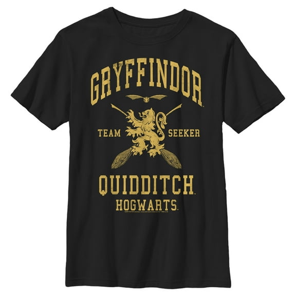 Boy's Harry Potter Gryffindor Quidditch Gold Team Seeker Graphic Tee Black X Small