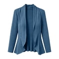 thumbnail image 6 of VBVC Women's Drape Front Open Cardigan, Ladies' 3/4 Sleeve Cable Knit Shawl Collar Top, Casual Slim Fit Summer Outwear For Women, Blue , S-2XL, 6 of 8