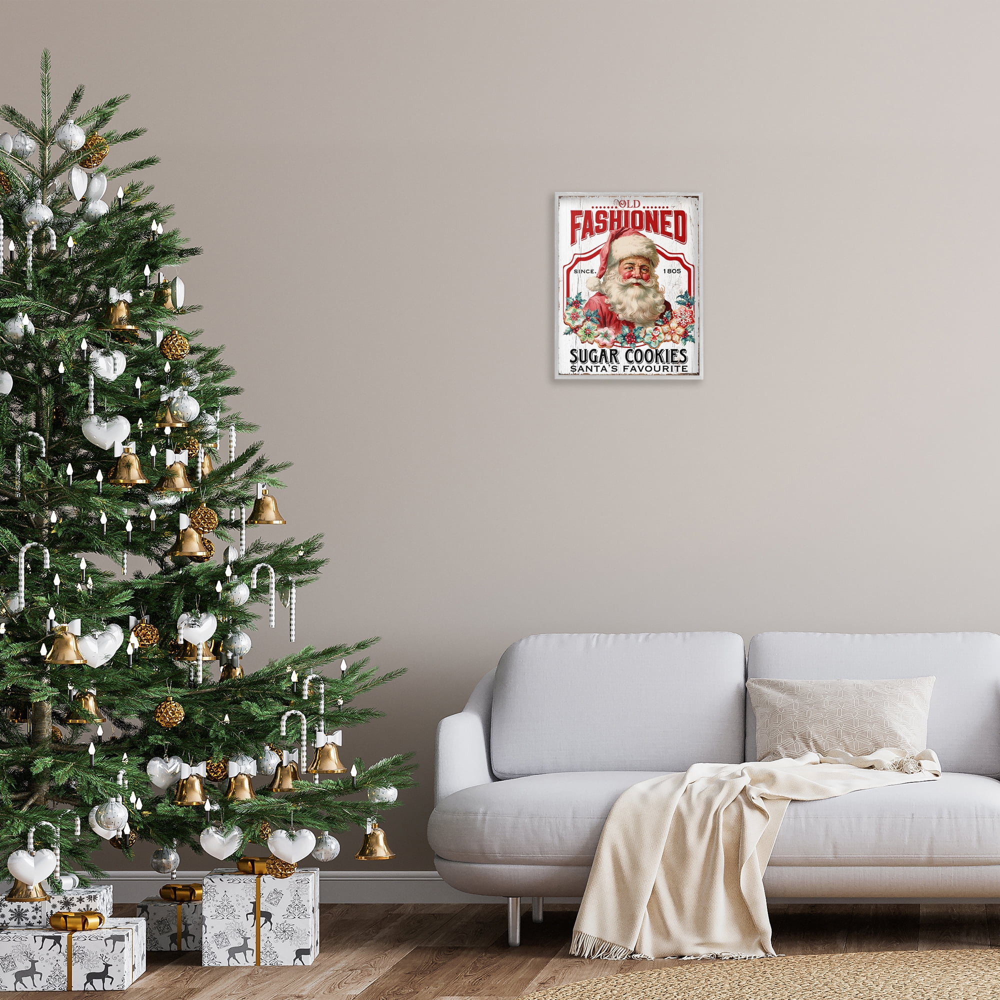 Stupell Industries Old Fashioned Cookies Holiday Painting Gray Framed Art Prints Wall Art, 16 x 20