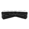 thumbnail image 6 of Jennifer Taylor Home Malibu 130" Modern Power Motion 6-Piece Reclining Corner Sectional with Cup Holders, Coal Black Top Grain Leather, 6 of 6
