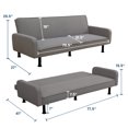 thumbnail image 5 of Aukfa 78" Square Arm Futon Sofa Bed Upholstered 3 Seat Couch for Home Office, Flannel, Gray, 5 of 15