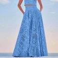 thumbnail image 2 of Maxi Skirts for Women Summer Fall High Waist Drawstring Long Skirt Ruffle Layered Medieval Skirts with Pockets Sky Blue M, 2 of 5