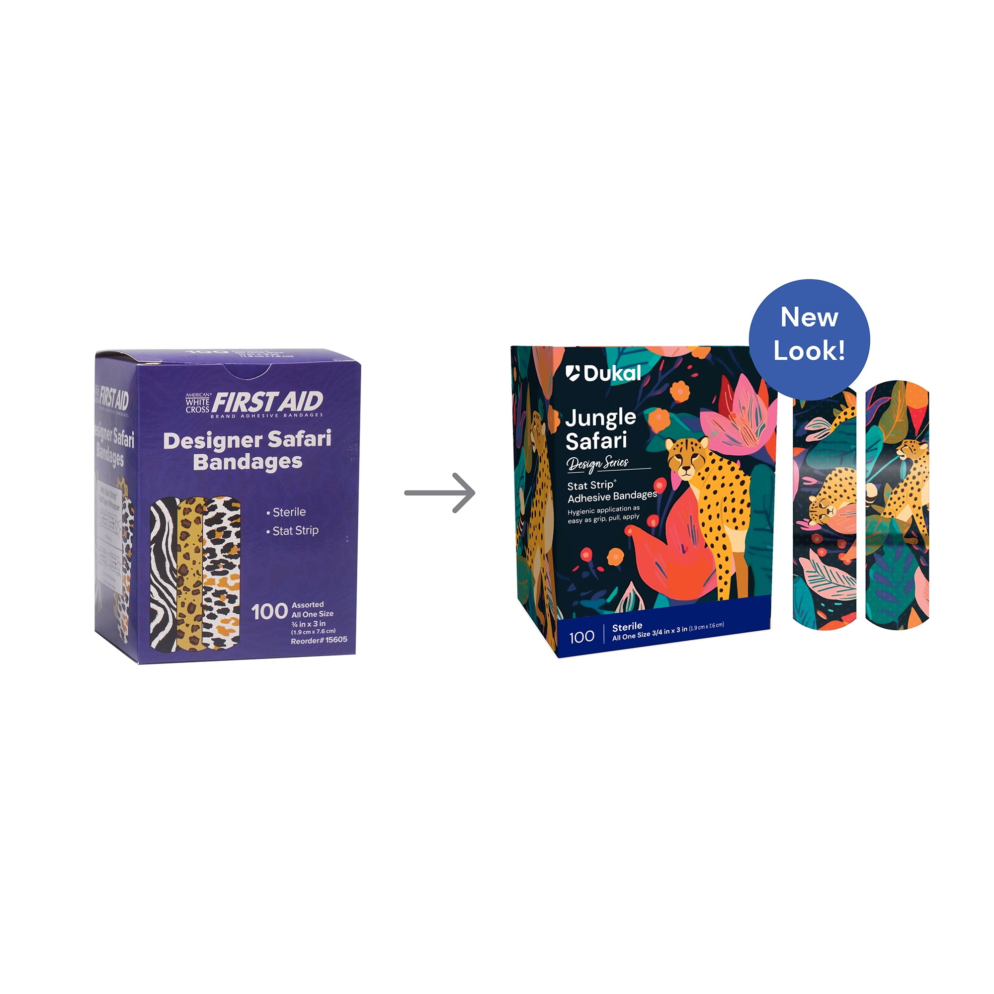 Stat Strip Kid Design (Designer Safari) Plastic Adhesive Bandage Sterile .75 x 3" 1200 per Case