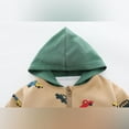 thumbnail image 4 of Toddler Boys Three Piece Outfit Set Long Sleeve Hooded Jacket Printed T Shirt and Denim Pants Casual Clothing for Kids, 4 of 7