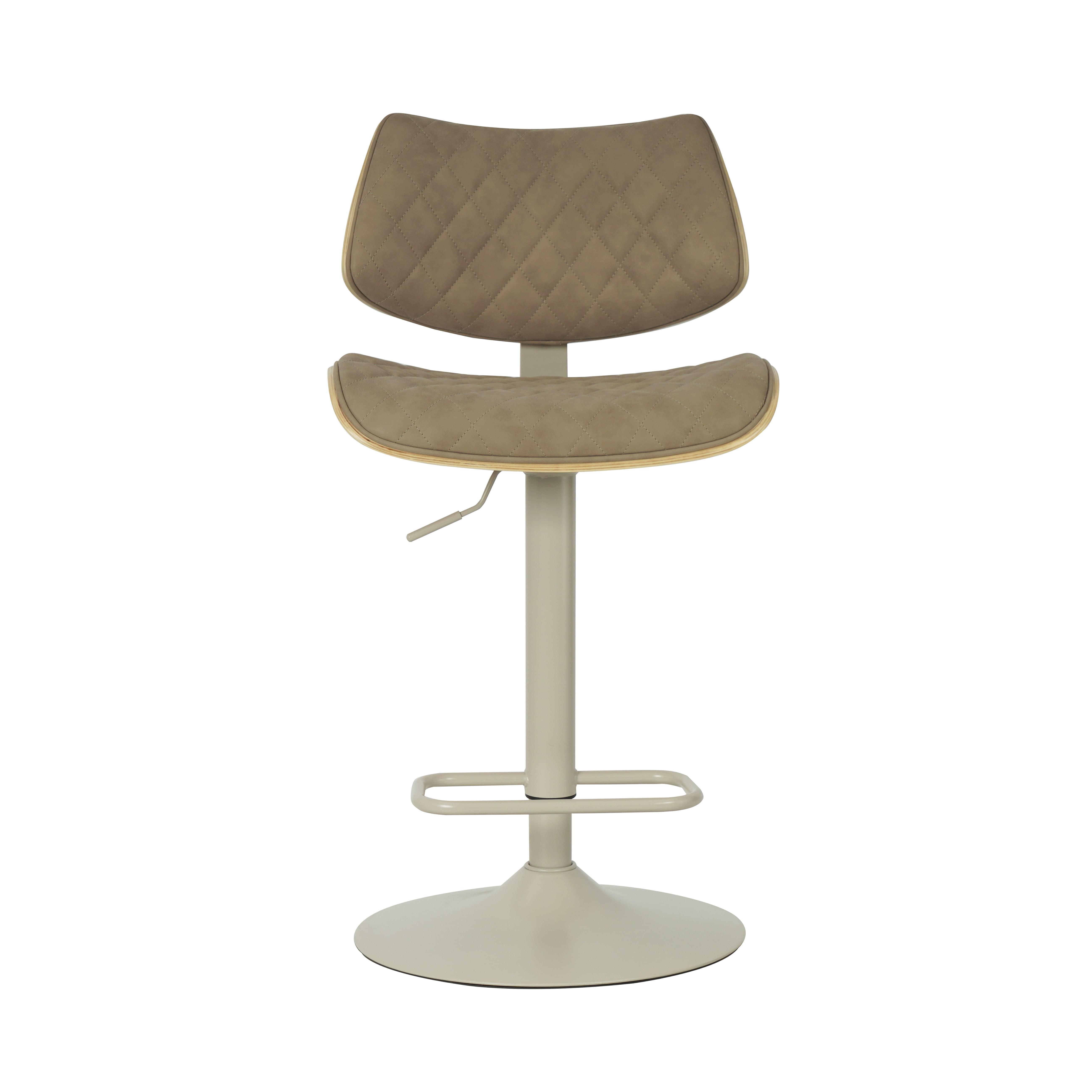 Leland Adjustable Swivel Vintage Taupe Curved Back Wood Bar Stool with Faux Leather Seat Set of 3
