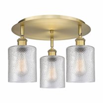 Innovations Lighting  Cobbleskill - 3 Light 17" Flush Mount Clear/Brushed Brass