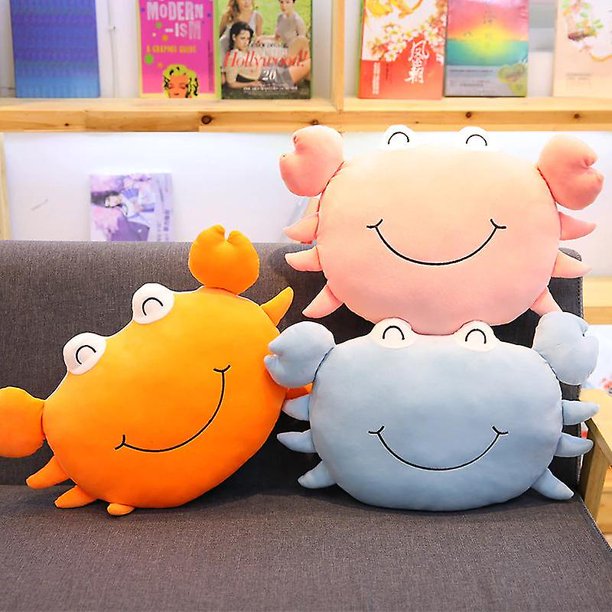 Encantadora almohada de peluche de cangrejo, cojín de dibujos animados de cangrejo suave, juguetes de decoración para dormitorio, mu?eco para dormir para bebé XianweiShao 8390612860102