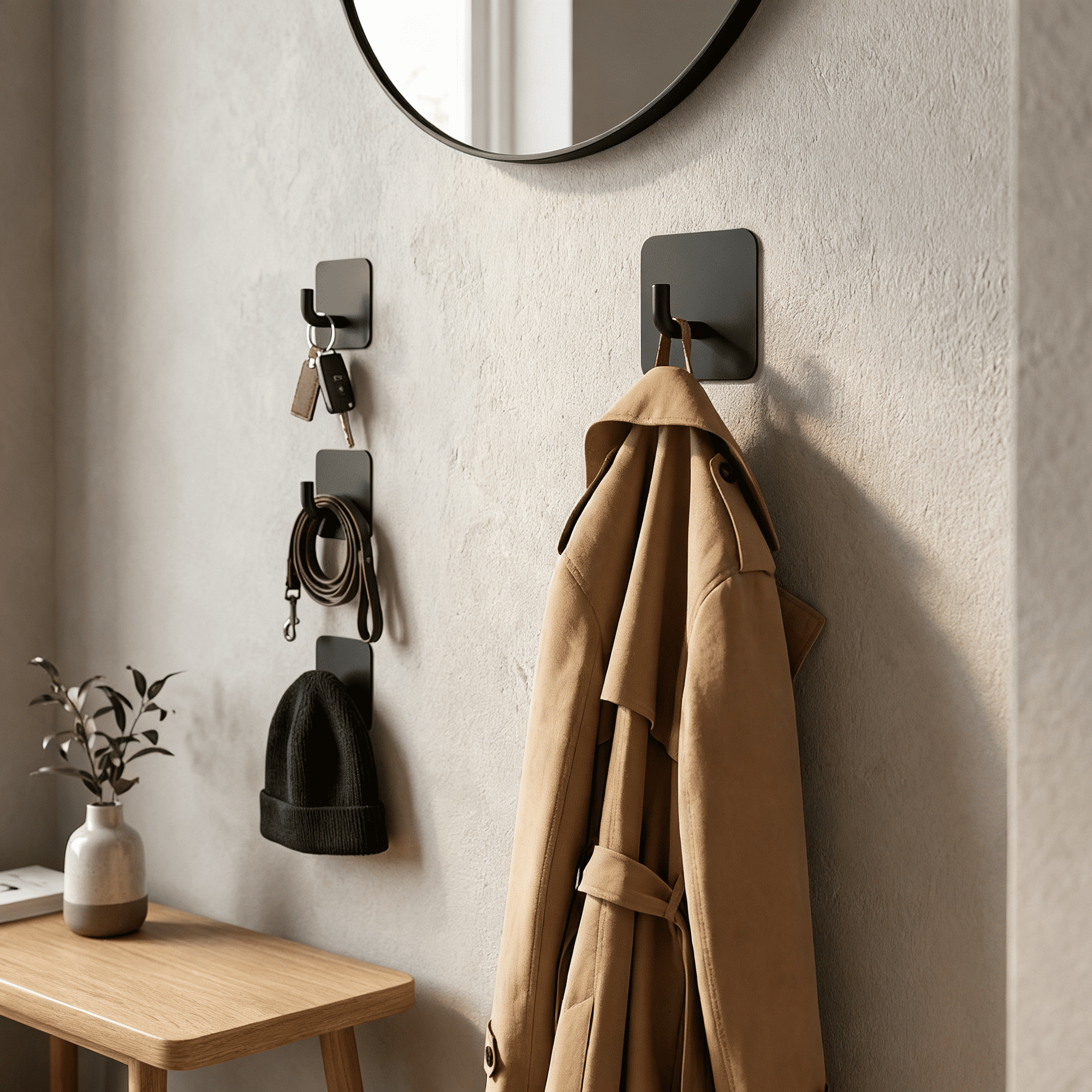 Self-Adhesive Stainless Steel Towel Hook 15LBS, 3M Sticky Wall Hook Drill-Free, Waterproof Rustproof for Bathroom Kitchen Shower Glass Tile