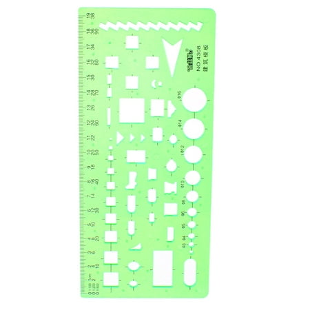 Building Design Construction Drawing  Stencil Template Ruler Clear Green School Supplier