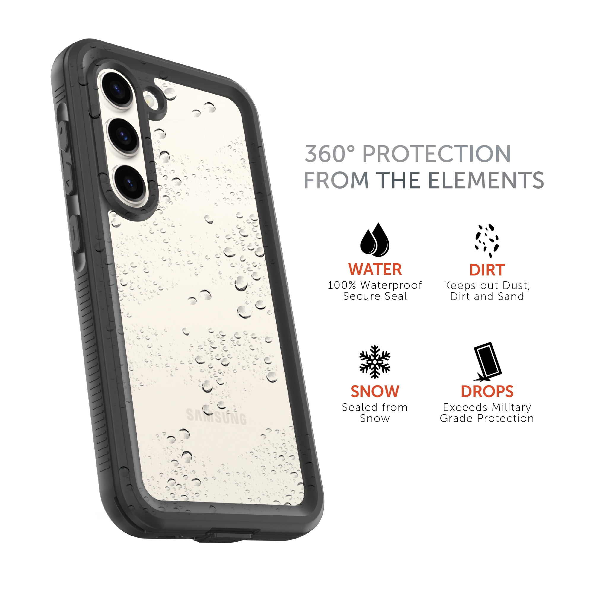 Body Glove Tidal Waterproof Phone Case for Samsung Galaxy S23 5G - Black/Clear