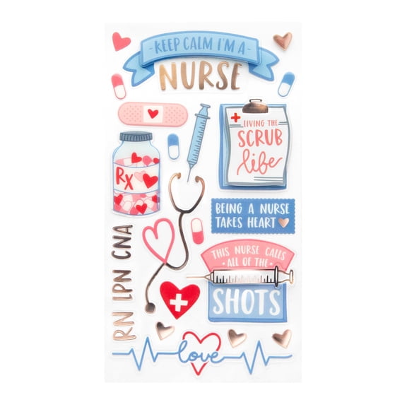 Recollections Nurse Dimensional Stickers, 12 Pack