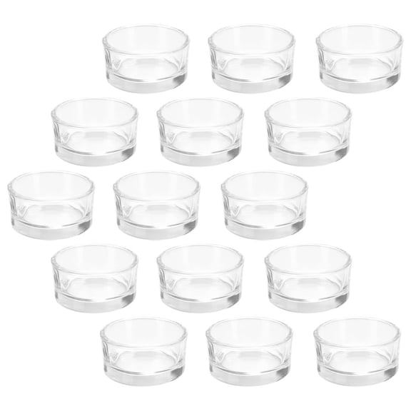 FELTECHELECTR 15Pcs Clear Glass Tea Light Candle Holders Aromatherapy Candle Jar for Wedding Party