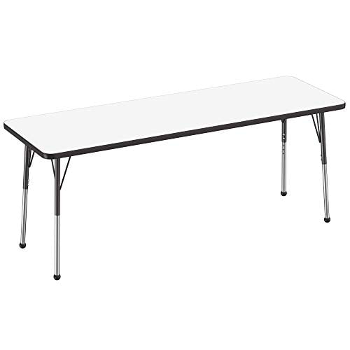 30 x 60 inch Whiteboard Top and Black Edge FDP Dry-Erase Rectangle Activity School and Office Table Standard Legs with Ball Glides Adjustable Height 19-30 inches