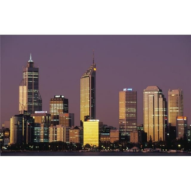 Perth Skyline At Dusk Poster Print, 34 x 22 - Large