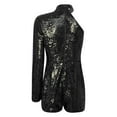 thumbnail image 4 of iEFiEL Women's Sparkly Sequin Shorts Jumpsuits One Shoulder Long Sleeve Romper Party Club Outfit Black XXL, 4 of 7