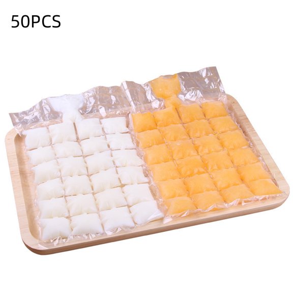 50 Counts Disposable Ice Cube Bags with Funnels, Ice Cube Mold Trays, Easy Stackable Release Cooler Bag for Food Drink,Self-Seal Freezing Maker