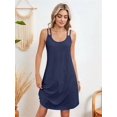thumbnail image 6 of Women's Cover Up Dresses Eyelet Loose Sleeveless Sundresses Tank Dress for Summer Casual Navy Blue XXL, 6 of 10