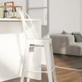 thumbnail image 3 of Merrick Lane White 30" High Metal Bar Height Stool with Removable Back for Indoor-Outdoor Use, 3 of 11