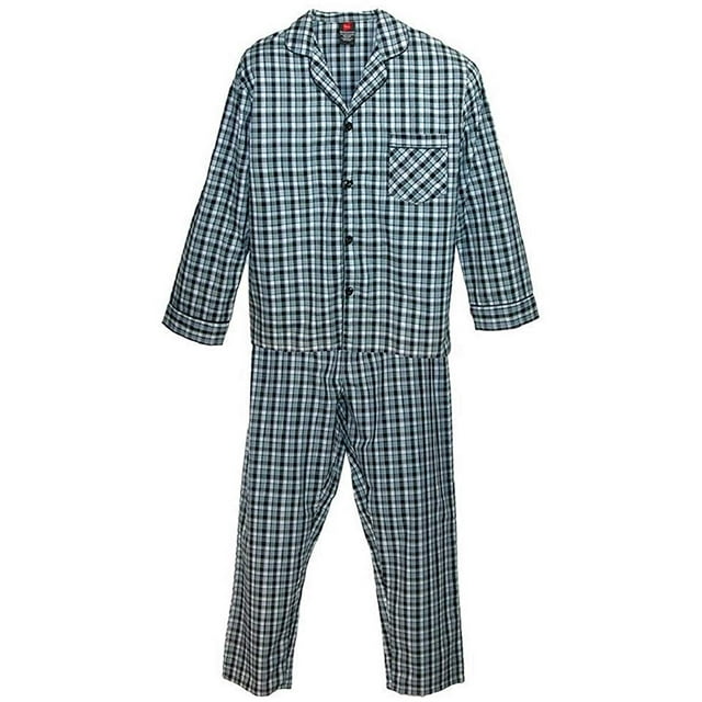 Hanes Mens Woven Pajamas, 5XL, Navy Grey Plaid
