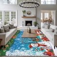 thumbnail image 3 of Blue Christmas Area Rugs 8'x10', Washable Small Throw Rugs for Living Room Patio, Winter Snowman Xmas Santa Snowflake Indoor Outdoor Rug Non-Slip Low Pile Carpet Runner Reversible Floor Mats, 3 of 8