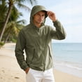 thumbnail image 2 of JoveMarine Unisex UPF 50+ Summer Jacket - Lightweight Sun Protection Hoodie for Men Quick Dry Waterproof Breathable Couple Skin Sun Protection for Hiking Running,Army Green L, 2 of 7