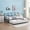 Black, variant on Twin Metal Daybed with Trundle, Pullout Trundle Bed Frame with Arched Headboard, Guest Sofa Bed with Steel Slat Support, No Box Spring Required, Easy Assembly, White