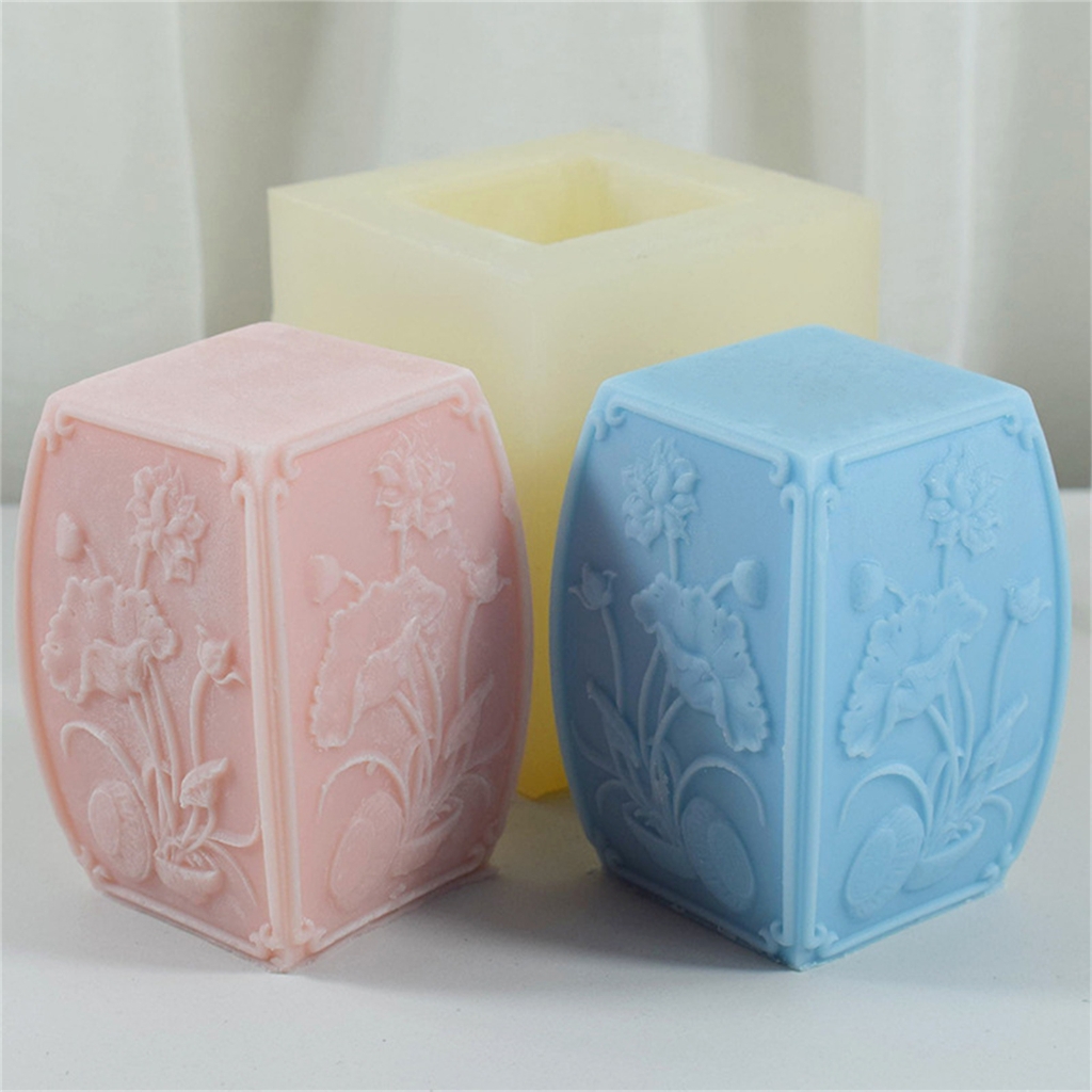 Quality Square Flower Candle Making Mould Silicone Mold for Candle, Plasters, and Soaps Silicone Casting Mold Ornament