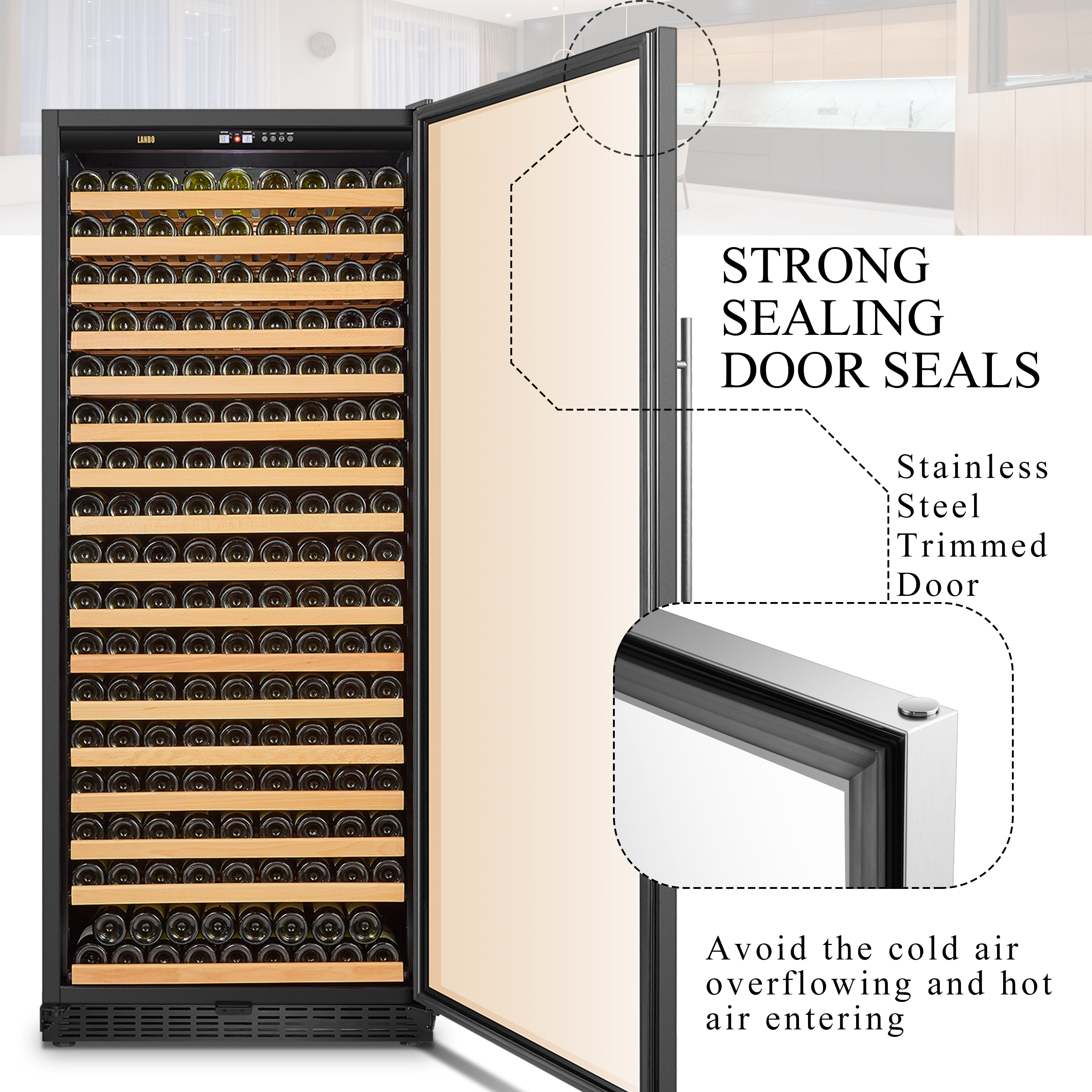 Lanbo 289 Bottle Built-in Single Zone Wine Cooler 32 inch Width