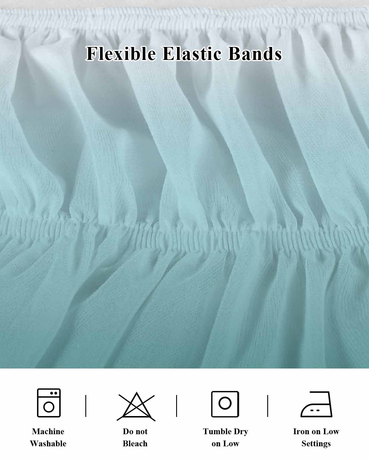 Turquoise Green Bed Skirt King Size 16" Drop Gradient Color Ruffled Wrap Around Bed Skirts Adjustable Elastic Bedskirt Dust Ruffle for King Size Bed