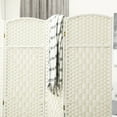 thumbnail image 6 of HOMCOM 4 Panel Room Divider, 6' Tall Folding Privacy Screen, Hand-Woven Freestanding Wood Partition for Home Office, Bedroom, White, 6 of 9