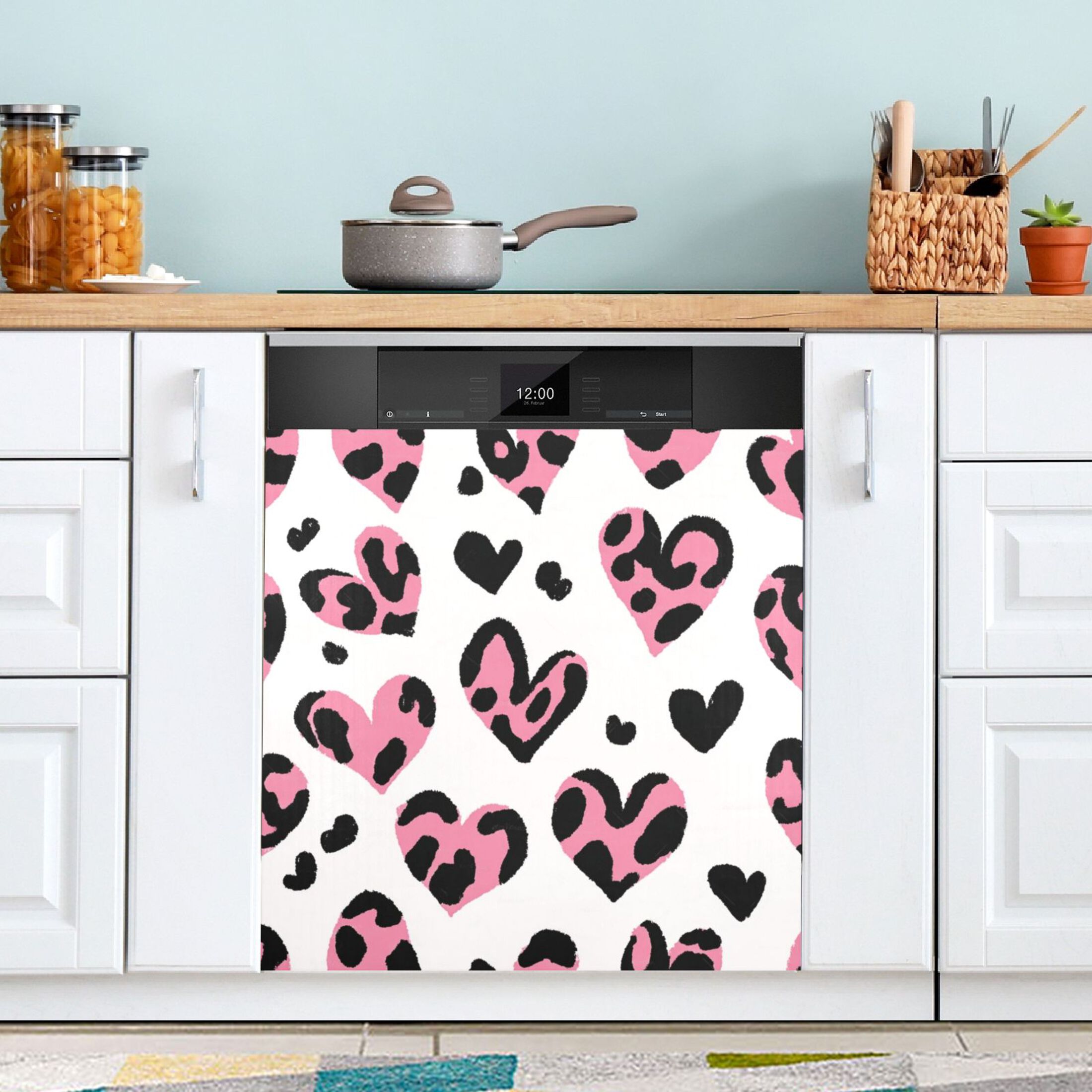 IAUYY Magnetic decorative sticker - 23x26 Inch PVC Refrigerator Decorative Cover, Removable DIY Art for Kitchen Appliances Leopard Print Miller Style