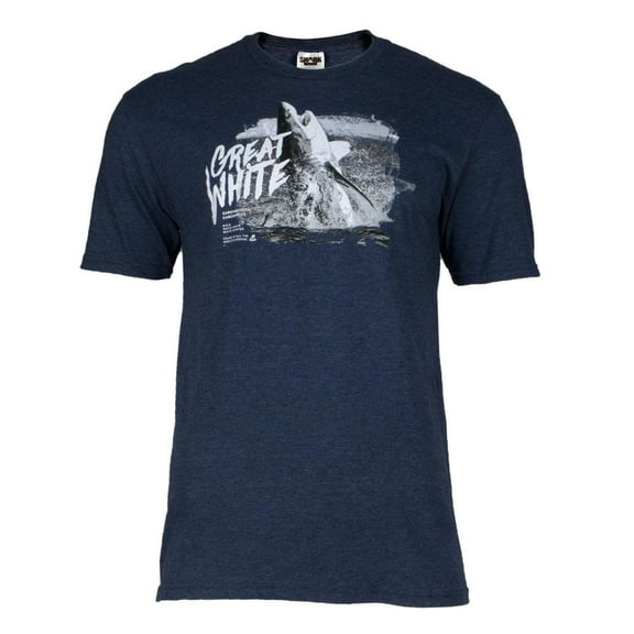 Shark Week - Great White Mens T Shirt Heather Blue-Navy MD