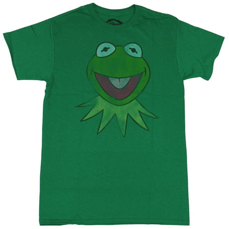 The Muppets Mens T-Shirt  - Distressed Smiling Kermit the Frog Head Image