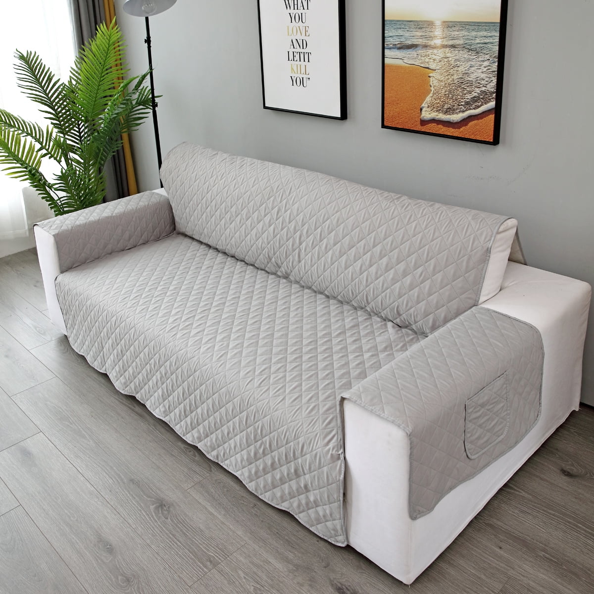 Ultra Reversible Furniture Protector Gray Sofa cover,Reversible Stay in