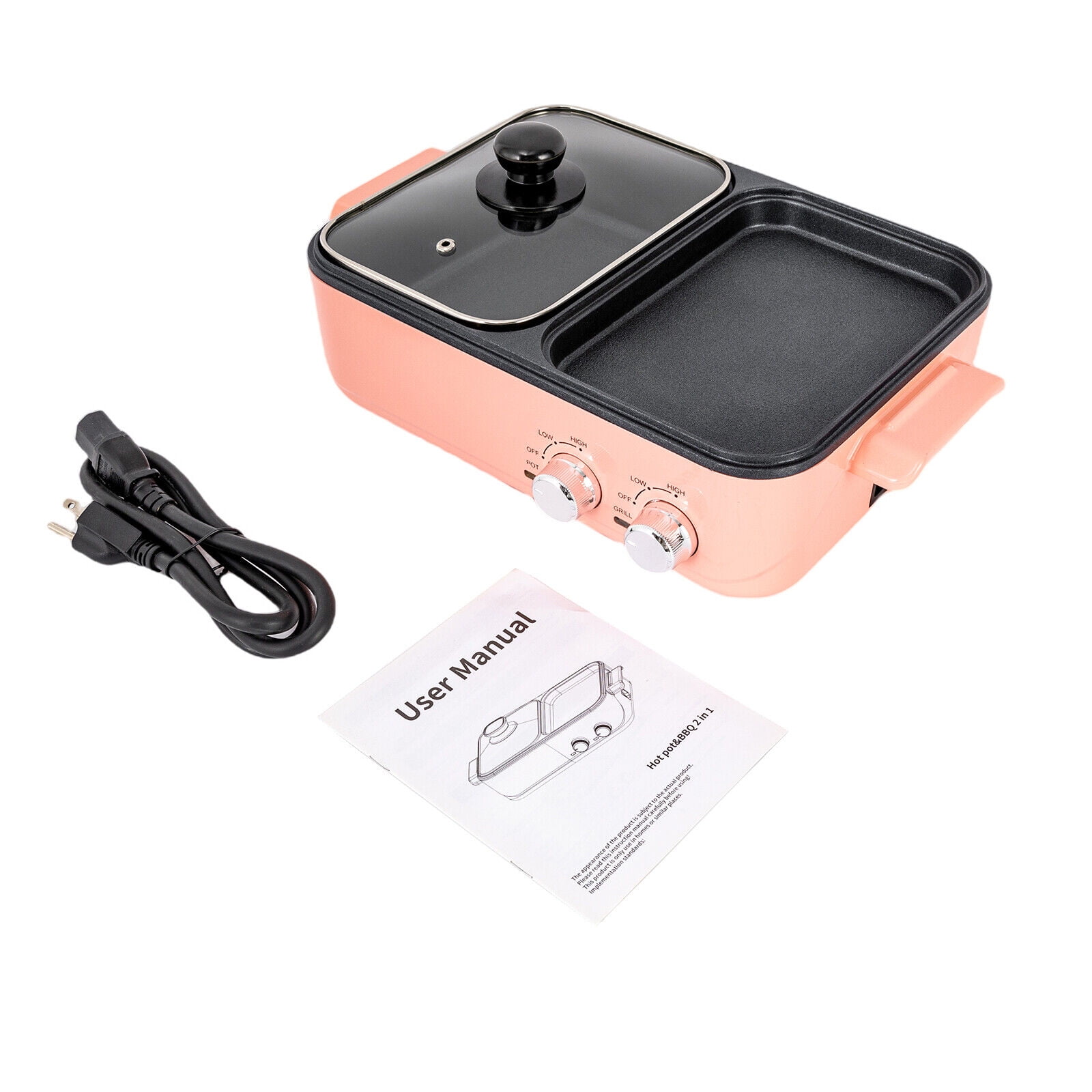 Electric 2 in 1 Hot Pot Hotpot BBQ Grill Oven Smokeless BBQ