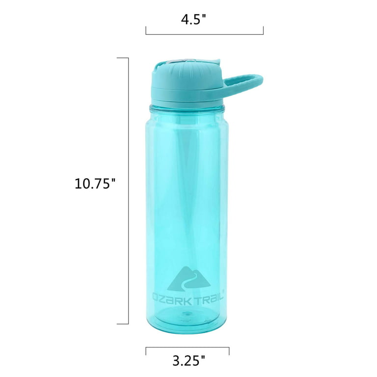 Ozark Trail 24ounce Double-Wall Tritan Water Bottle with Flip Straw Lid,  Clear 