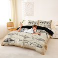 thumbnail image 3 of Homewish Jungle Dinosaur Bedding,Vintage Fish Duvet Cover Full,Brown,Black Reversible,3-Piece,1 Duvet Cover and 2 Pillowcases, 3 of 6