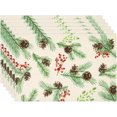 thumbnail image 1 of Ensemble de 6 Napperons de Noël Pomme de Pin Baies Rouges Aiguille de Pin d'Hiver Napperons Botaniques Décoration de Table de Cuisine de Vacances Saisonnière Ferme Rustique en Toile de Jute 12x18, 1 of 6