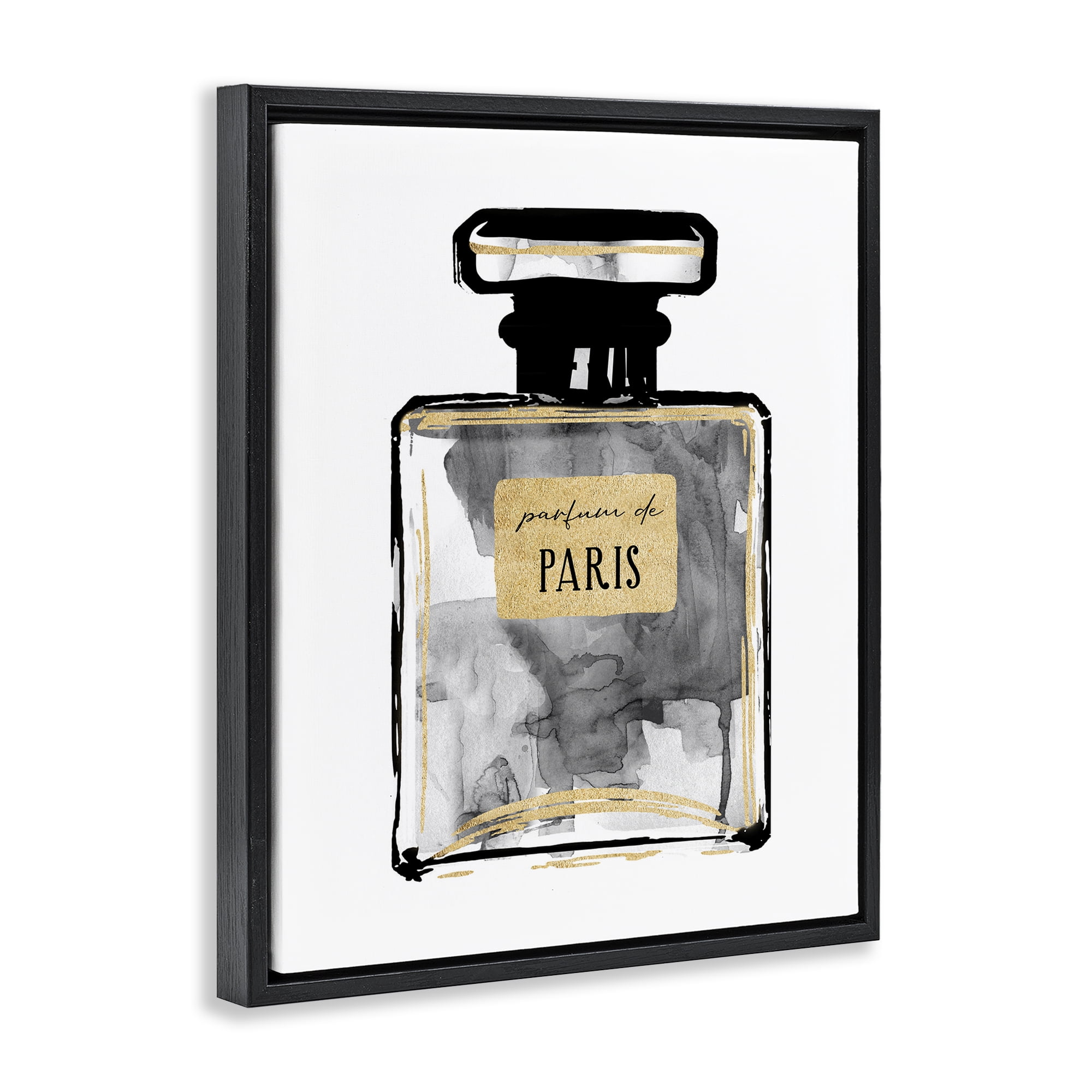 Stupell Industries Bold French Perfume Beauty & Fashion Painting Black Floater Framed Art Print Wall Art, 25 x 31