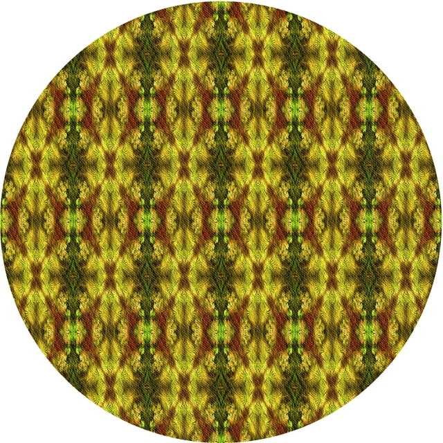 Ahgly Company Machine Washable Indoor Round Transitional Dark Bronze Brown Area Rugs, 5' Round